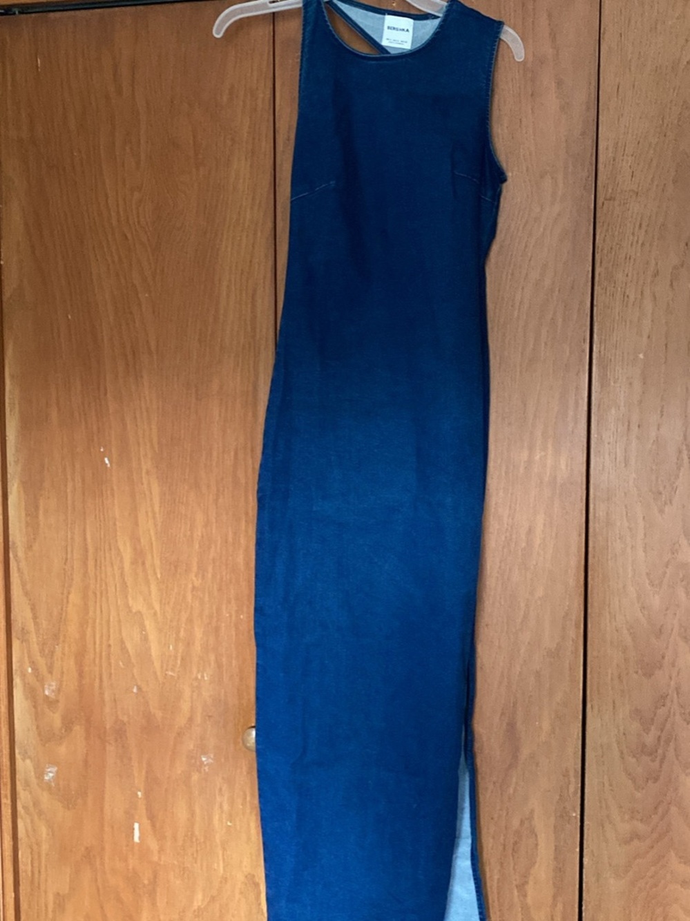 Bershka Deep Blue Denim Maxi Dress